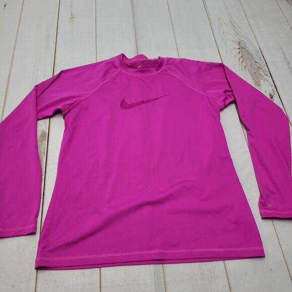 Nike UPF 40+ swim shirt long sleeve magenta pink fuschia - Picture 1 of 7